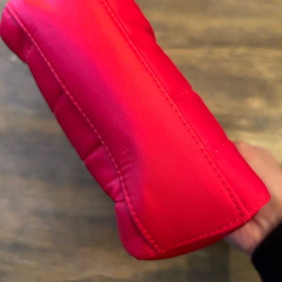 New GIVENCHY Women's Cosmetic Bag Red Silver Zippered Red Satin - Picture 9 of 14